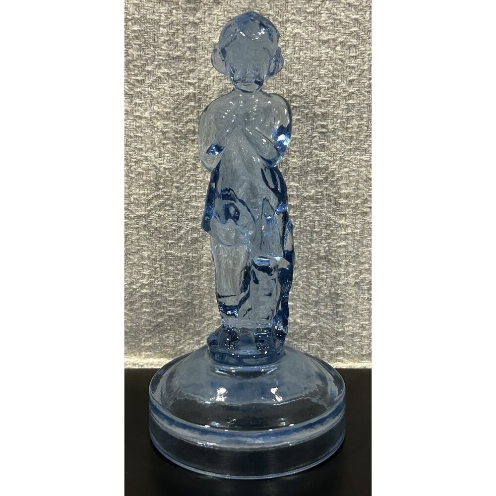 Vintage Summit Glass Draped Lady Morning Glory Blue Lamp Base Approximately 8”